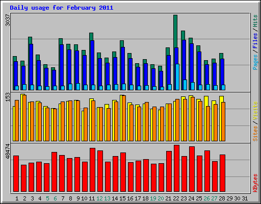 Daily usage for February 2011