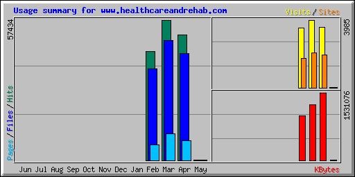 Usage summary for www.healthcareandrehab.com