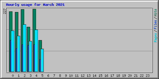 Hourly usage for March 2021