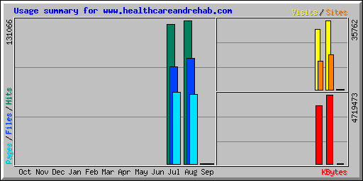 Usage summary for www.healthcareandrehab.com