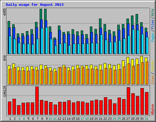 Daily usage for August 2013