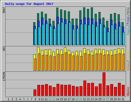 Daily usage for August 2017