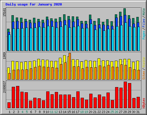 Daily usage for January 2020