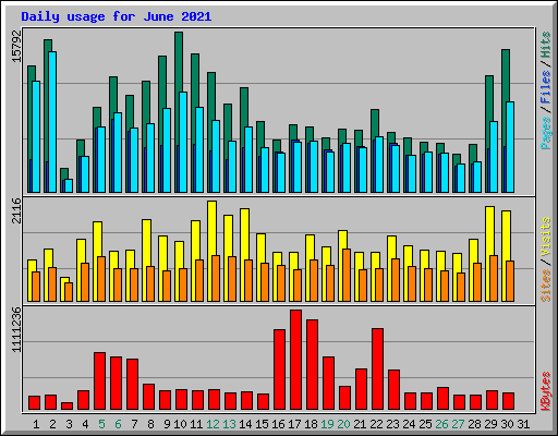 Daily usage for June 2021