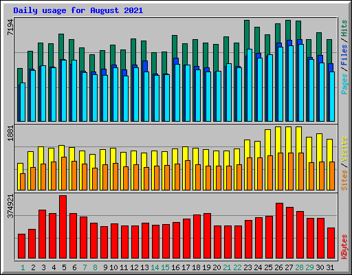 Daily usage for August 2021