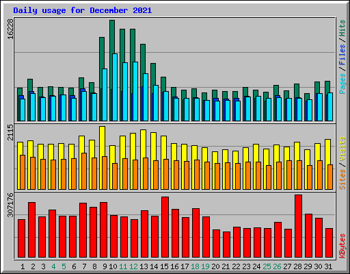 Daily usage for December 2021