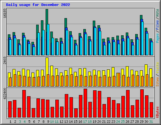 Daily usage for December 2022