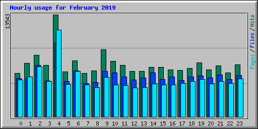 Hourly usage for February 2019